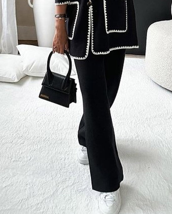 Ava™ I Tweedelige jas met randversiering en casual broek