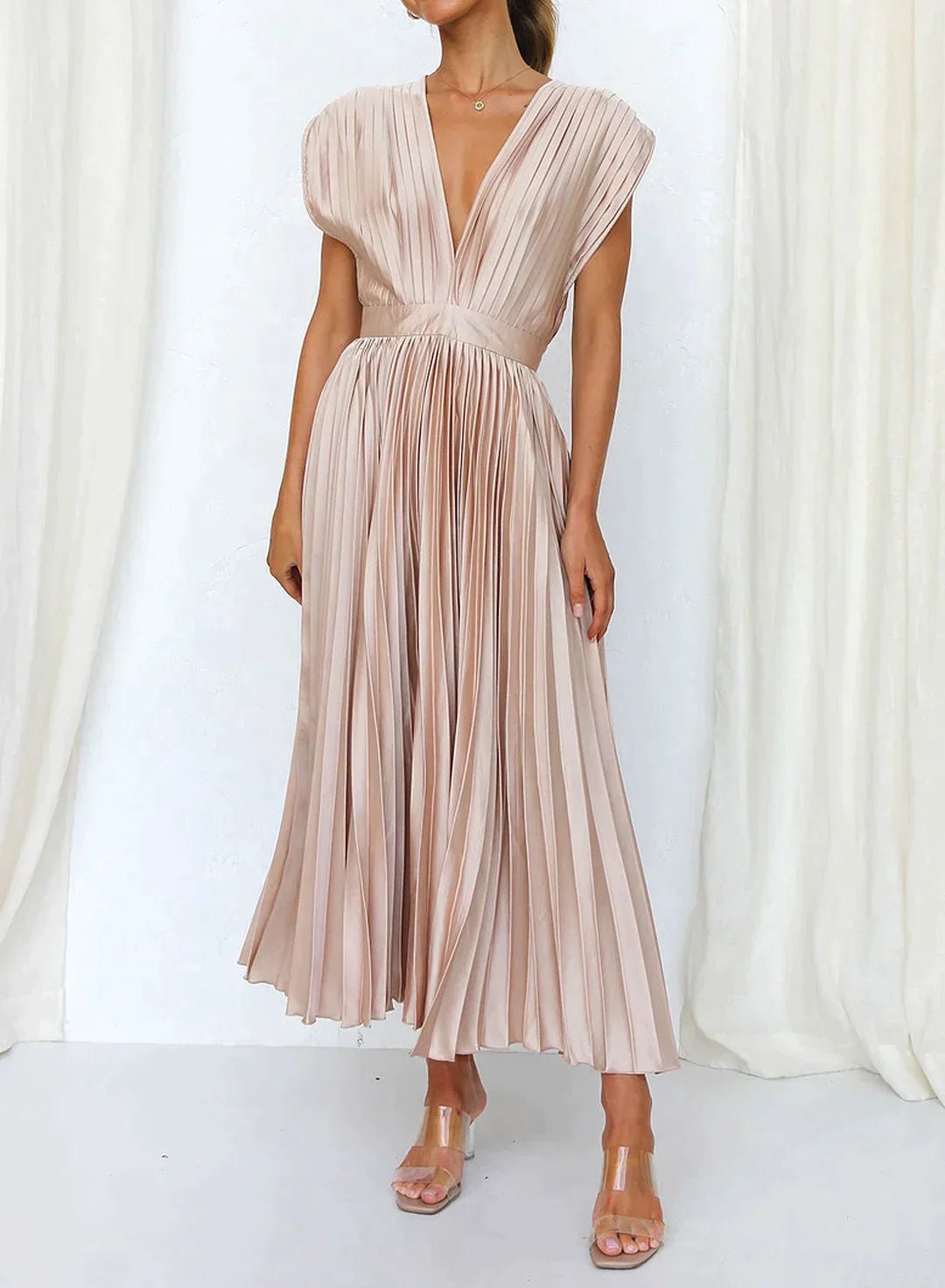 Brittney's - Hemelse Elegantie Maxi jurk met mouwen