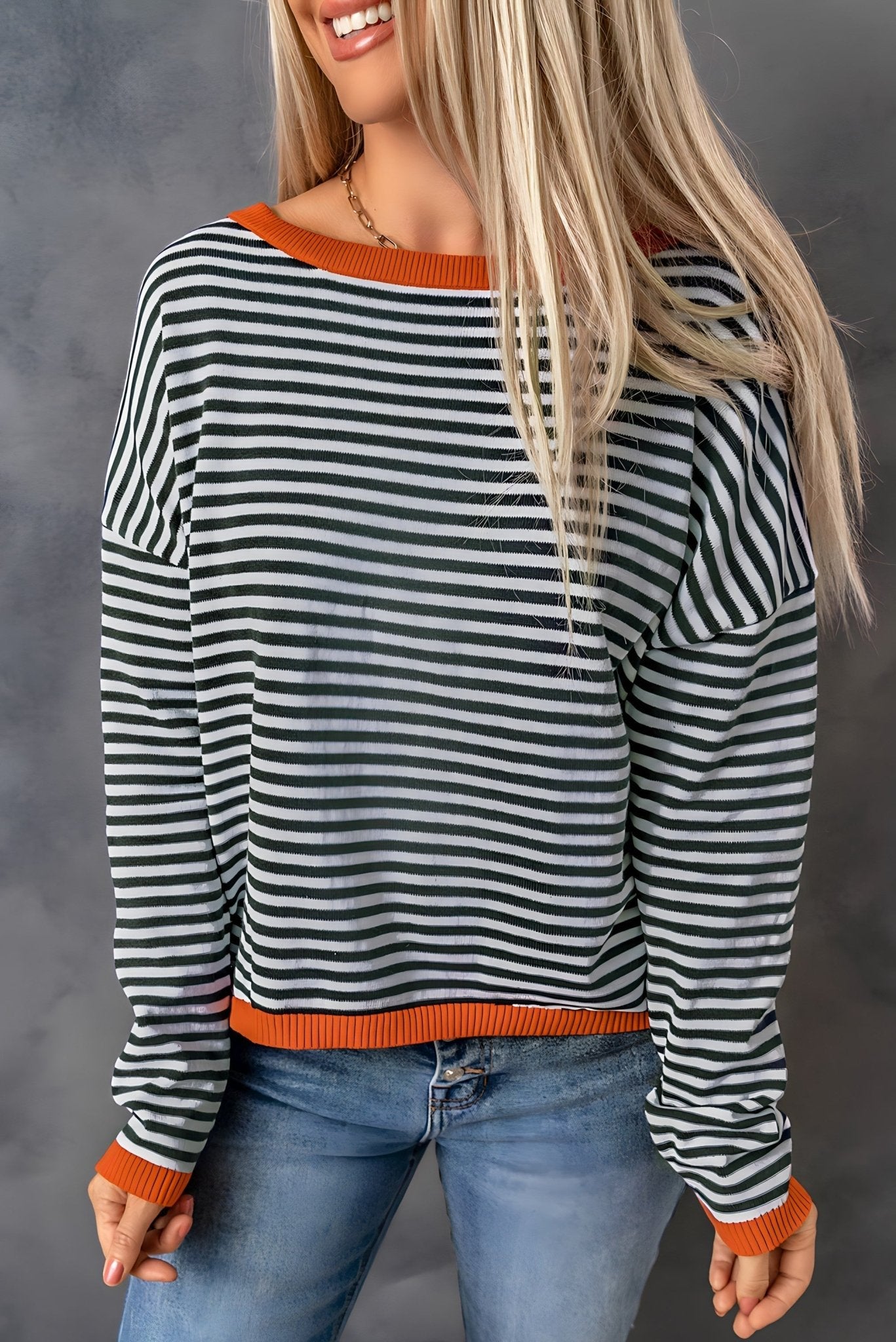 Jolie - Gestreepte Drop-Shoulder Trui