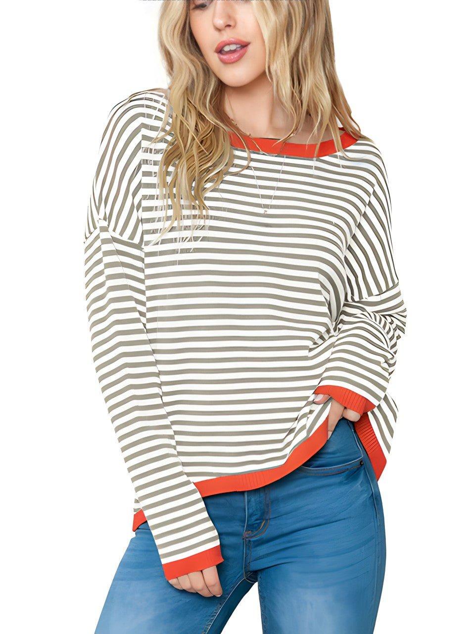 Jolie - Gestreepte Drop-Shoulder Trui