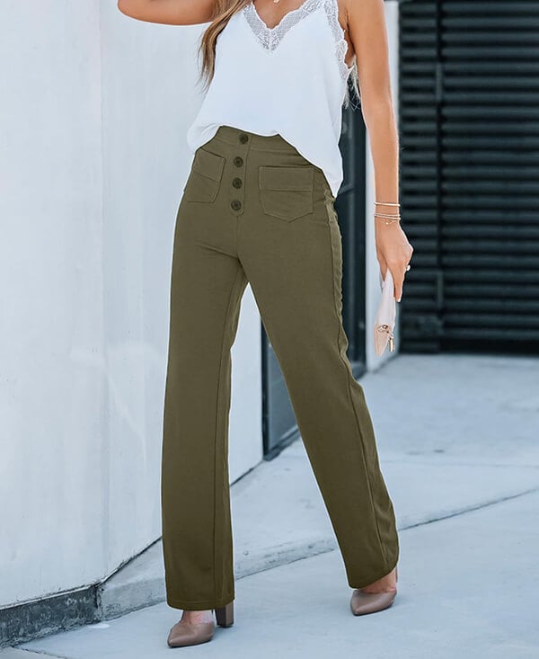 Mira™ I High-waisted elastische casual broek