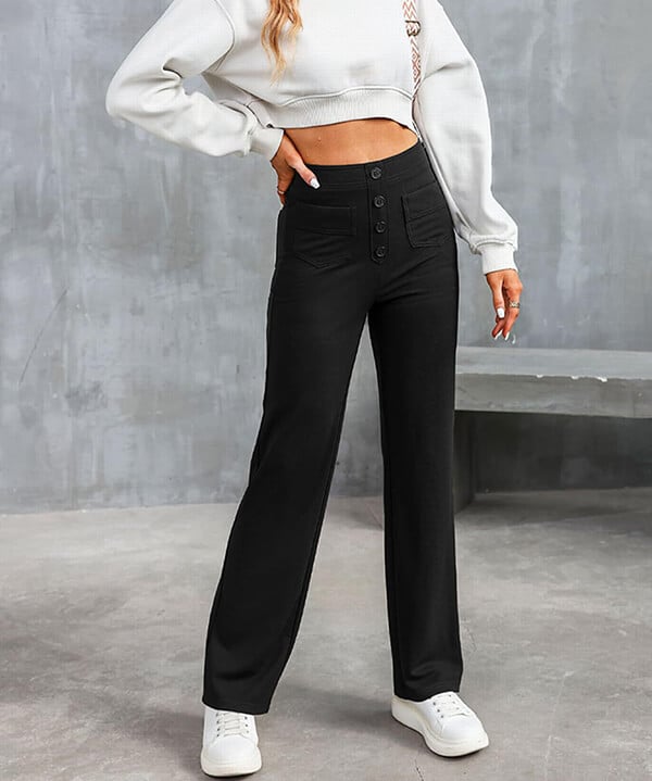Mira™ I High-waisted elastische casual broek