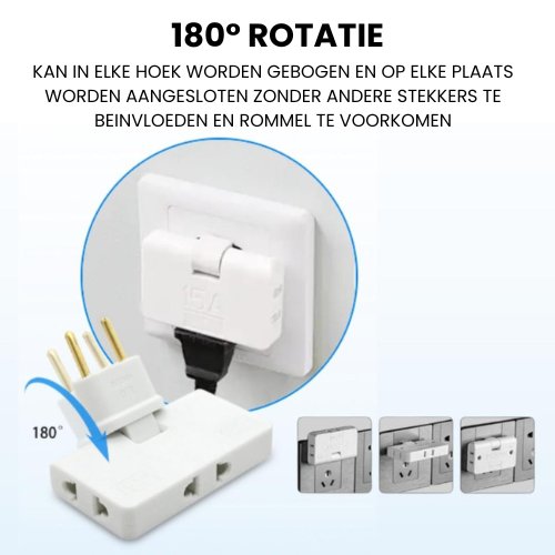 SmartSocket™ I Draaibare 3-wegs platte wandcontactdoos