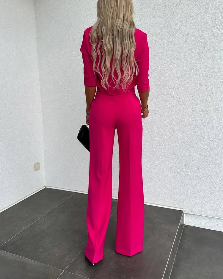 Tessa™ I Effen gekleurde top & broek met hoge taille