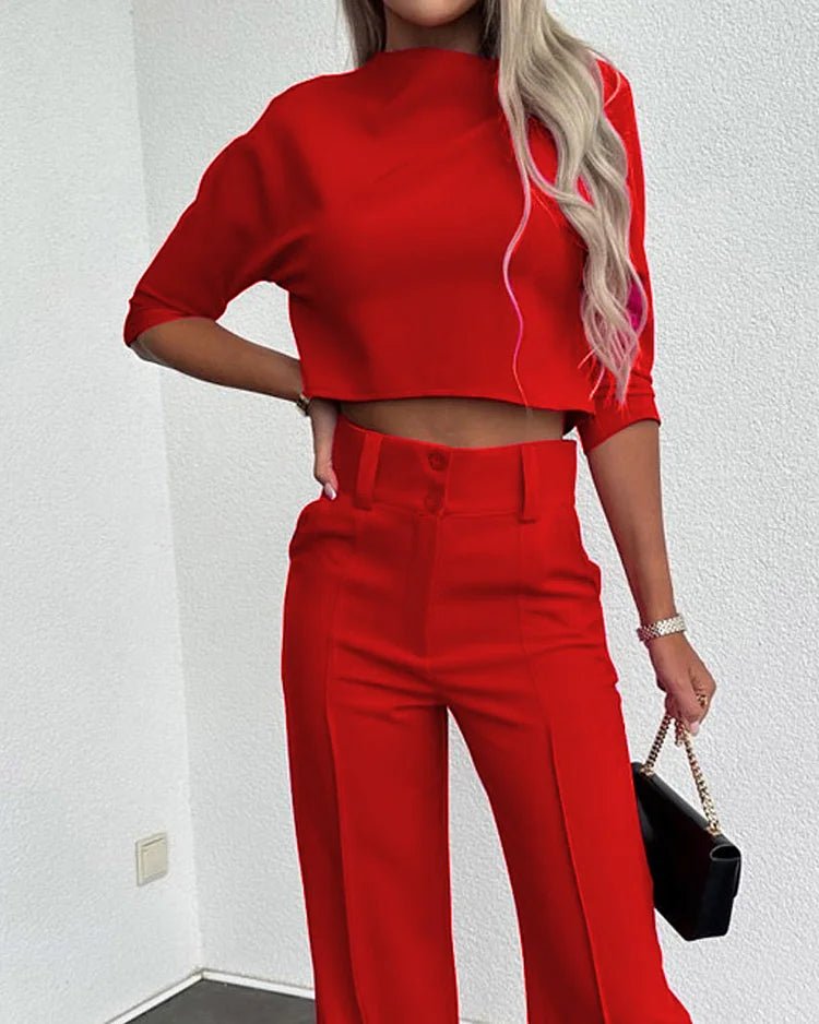 Tessa™ I Effen gekleurde top & broek met hoge taille