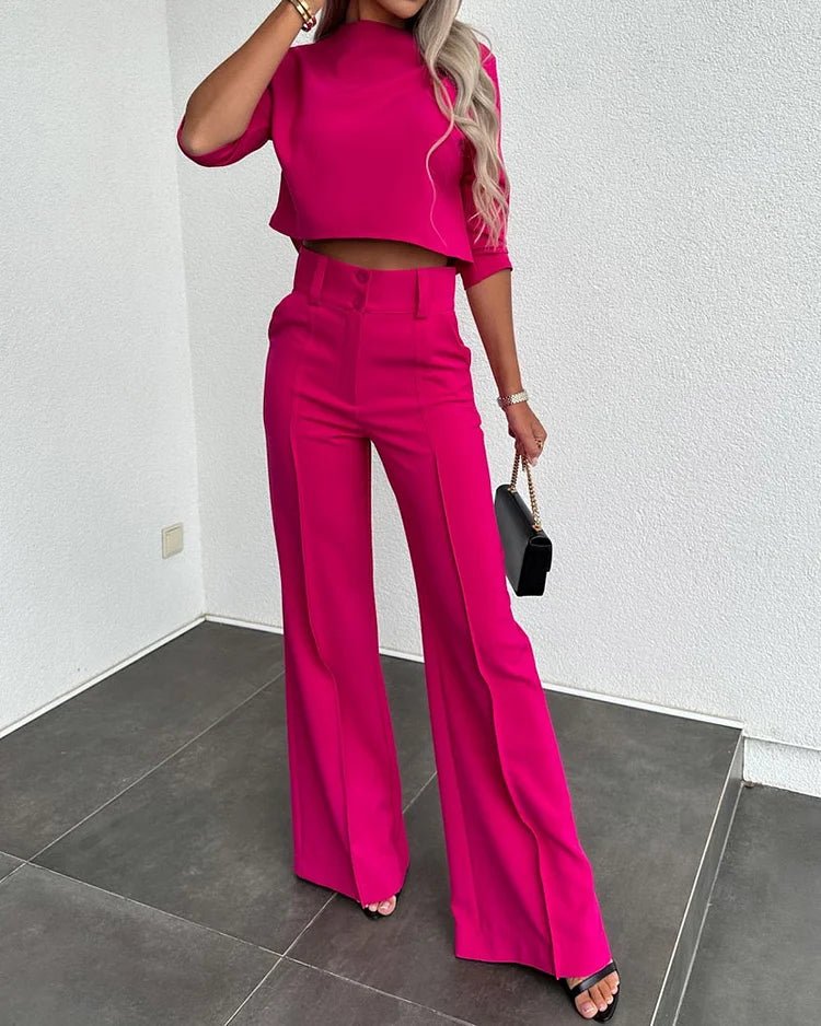 Tessa™ I Effen gekleurde top & broek met hoge taille