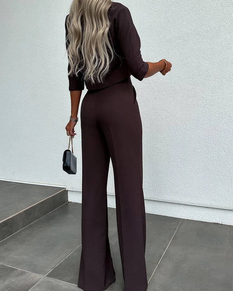 Tessa™ I Effen gekleurde top & broek met hoge taille